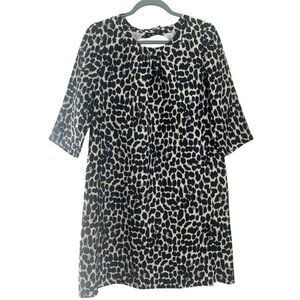 Kate‎ Spade Dorothy Leopard Bow Print Silk Shift Midi Dress Size 8